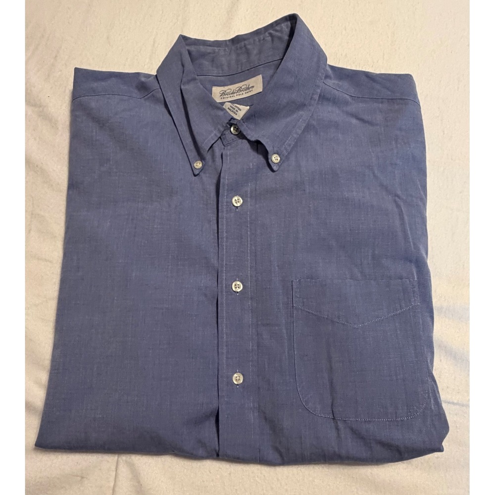 Brooks Brothers Mens Blue Cotton Button Down Shirt 17-34 Original Polo Shirt
